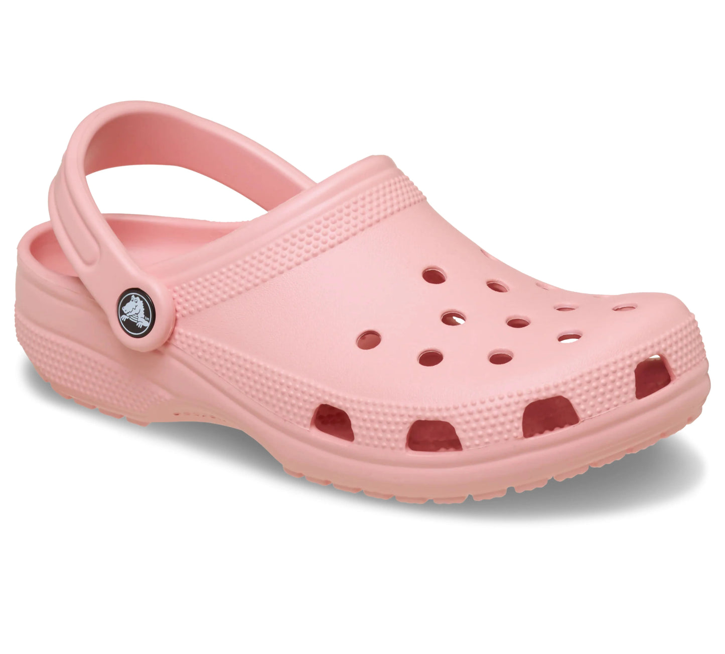Τρισδιάστατη όψη του Crocs Classic Clog 78U σε ροζ Powder Pink, που δείχνει τον σχεδιασμό από πλάγια και μπροστινή γωνία.