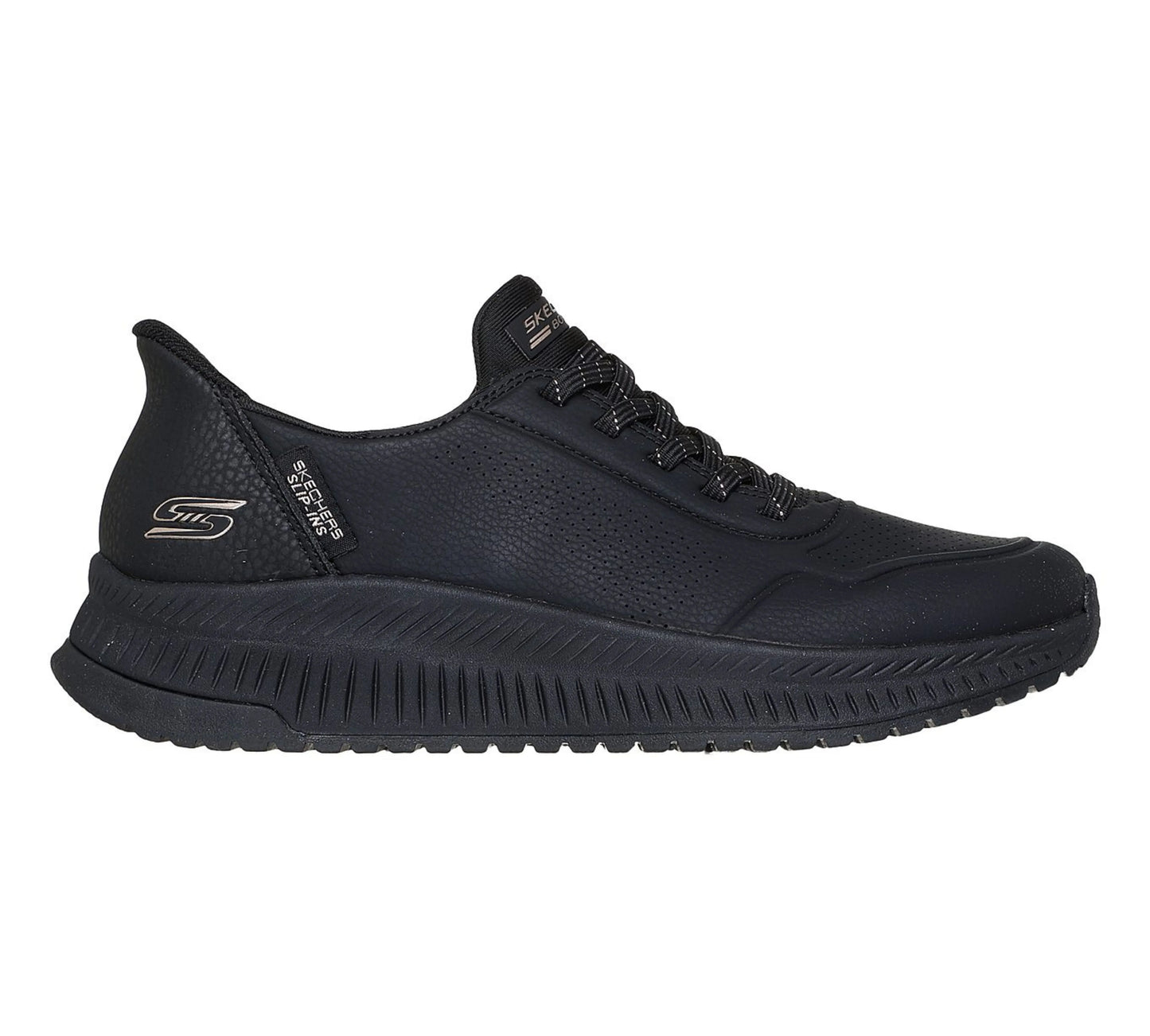 Skechers BOBS Squad 4 Key Look μαύρα sneakers, πλάγια όψη που δείχνει τη σόλα