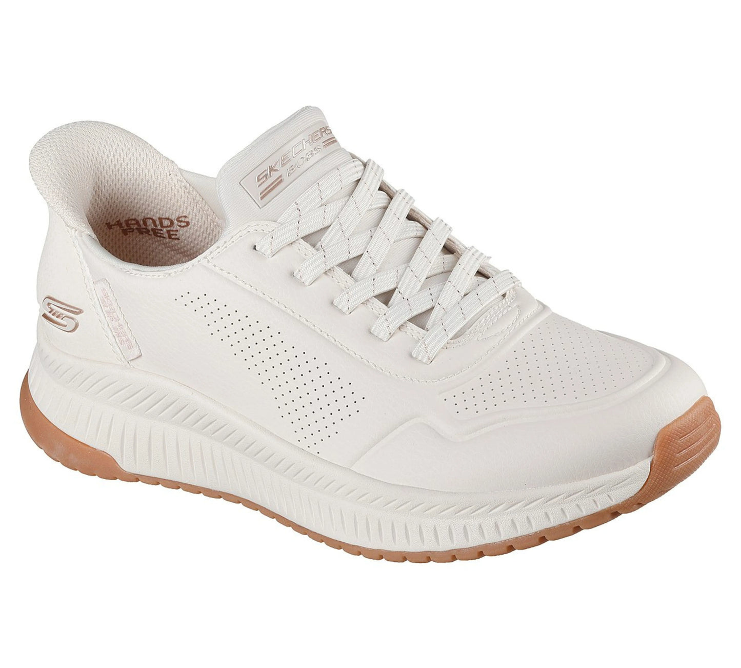 Skechers BOBS Squad 4 Key Look λευκά sneakers, λοξή πλάγια όψη