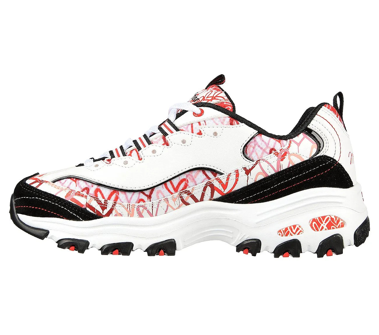 Skechers D’Lites Cupid Charm λευκά chunky sneakers, λοξή πλάγια όψη