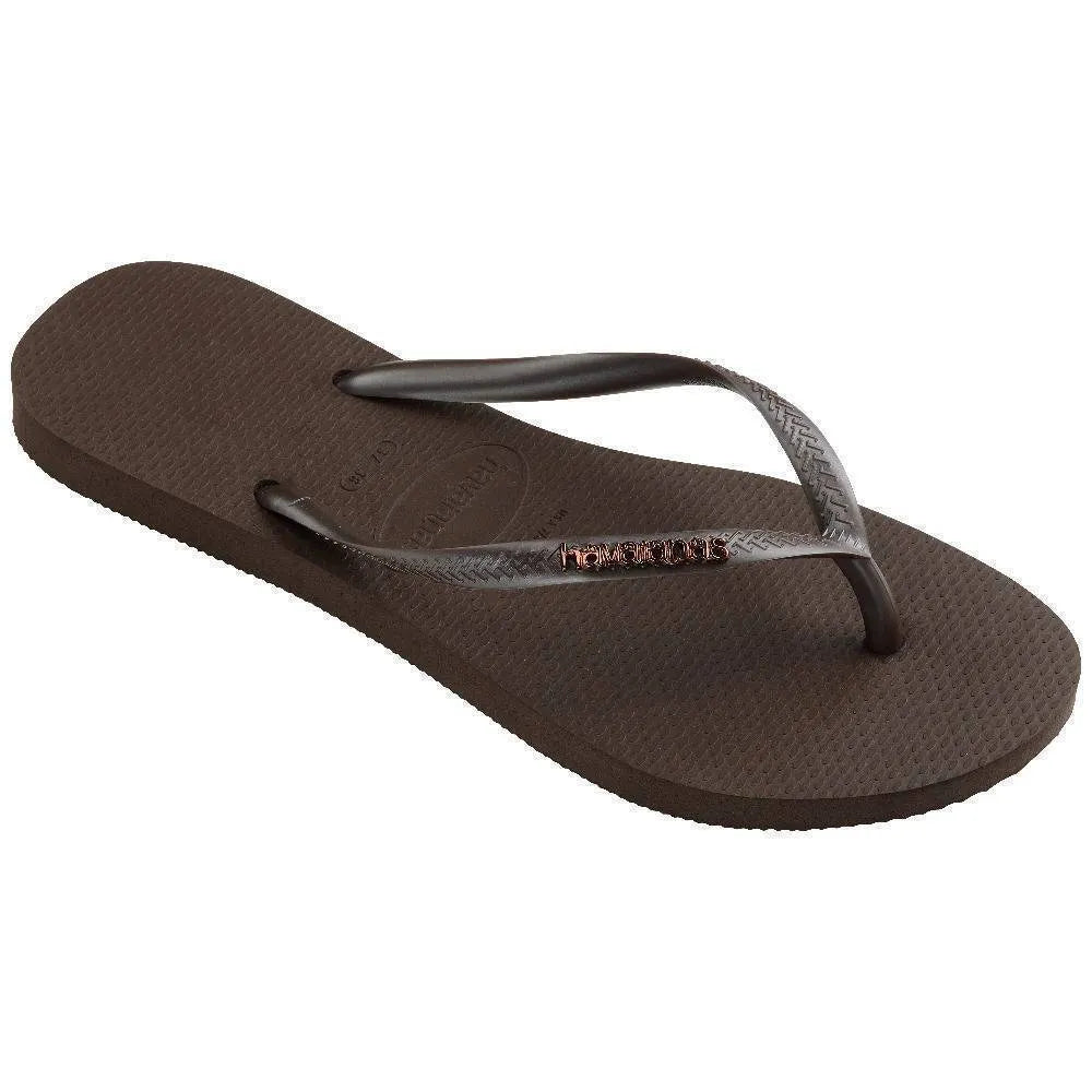 Hawaianas Slim Logo Metallic Γυναικεία Σαγιονάρα 4119875-0727 Cafe