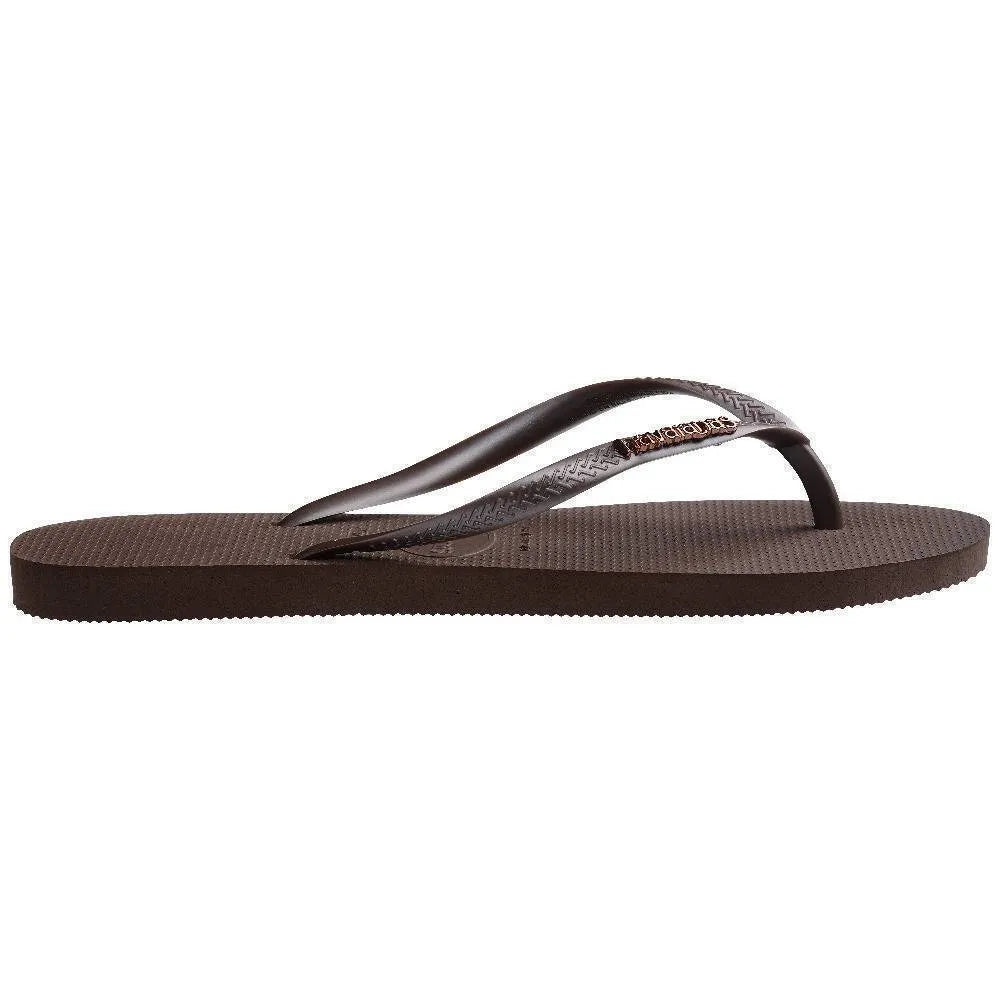 Hawaianas Slim Logo Metallic Γυναικεία Σαγιονάρα 4119875-0727 Cafe
