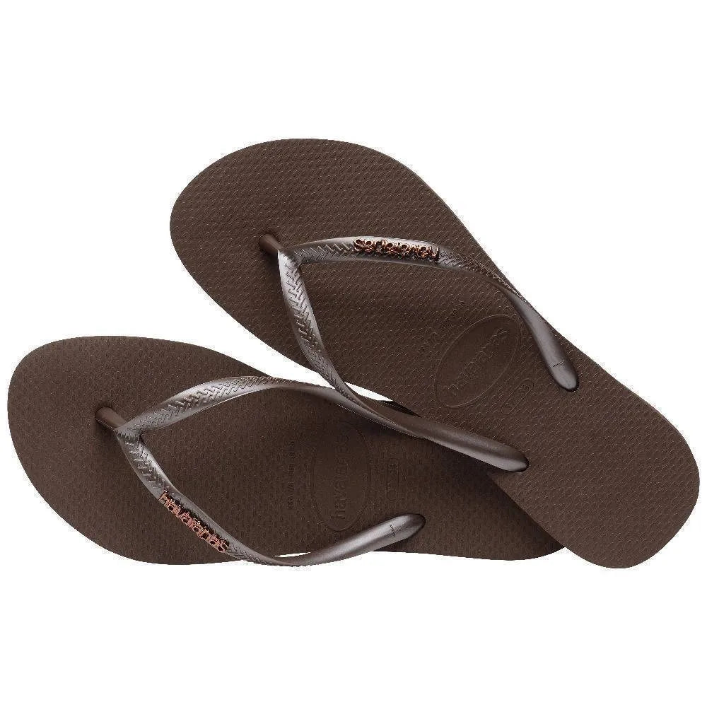 Hawaianas Slim Logo Metallic Γυναικεία Σαγιονάρα 4119875-0727 Cafe