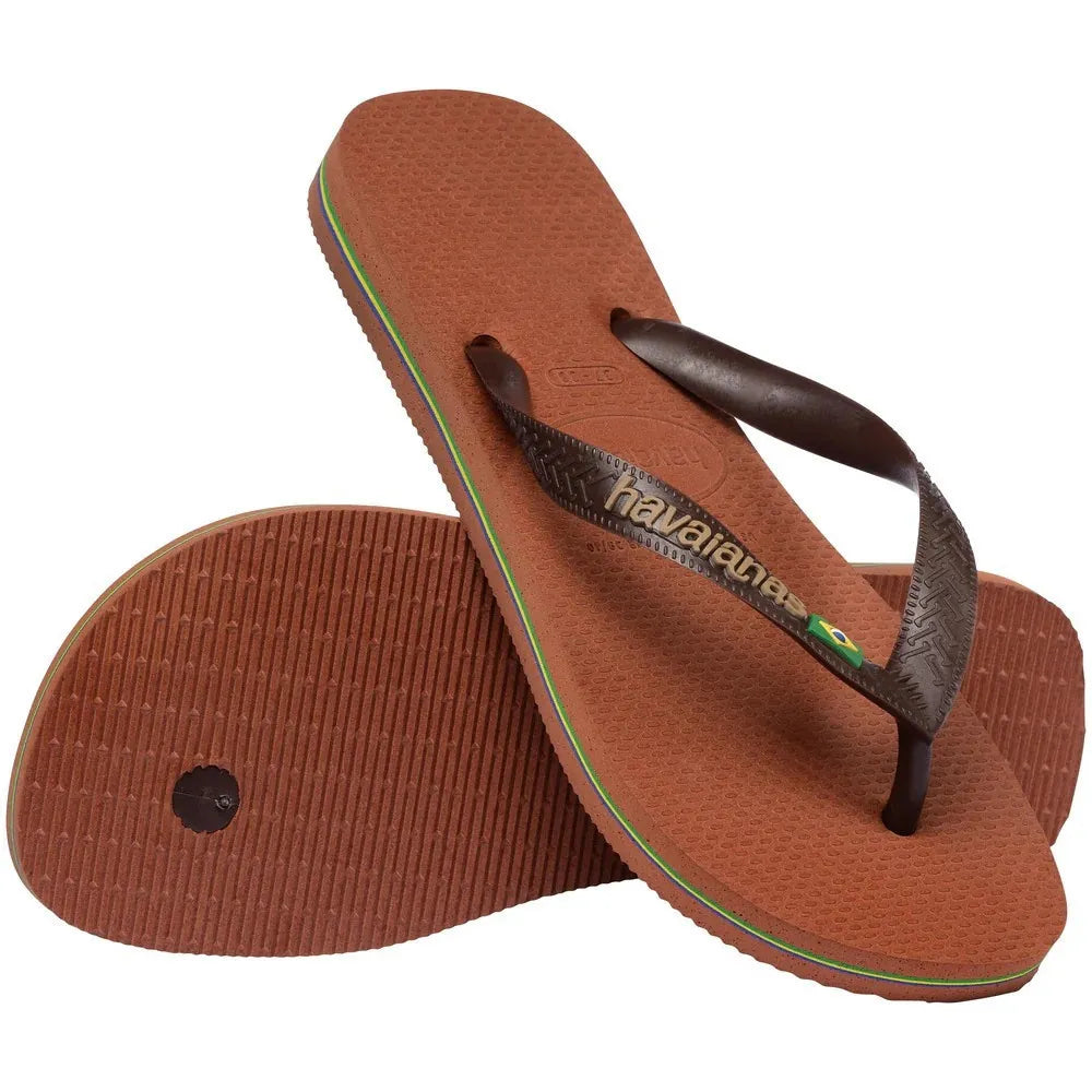 Havaianas Brasil Logo Rust Coffee πλάγια έξω Ζευγάρι