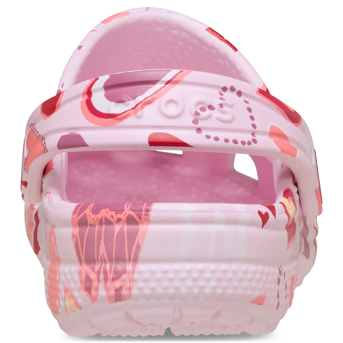 crocs classic graphic clog T πίσω όψη ζευγάρι, ροζ με καρδιές