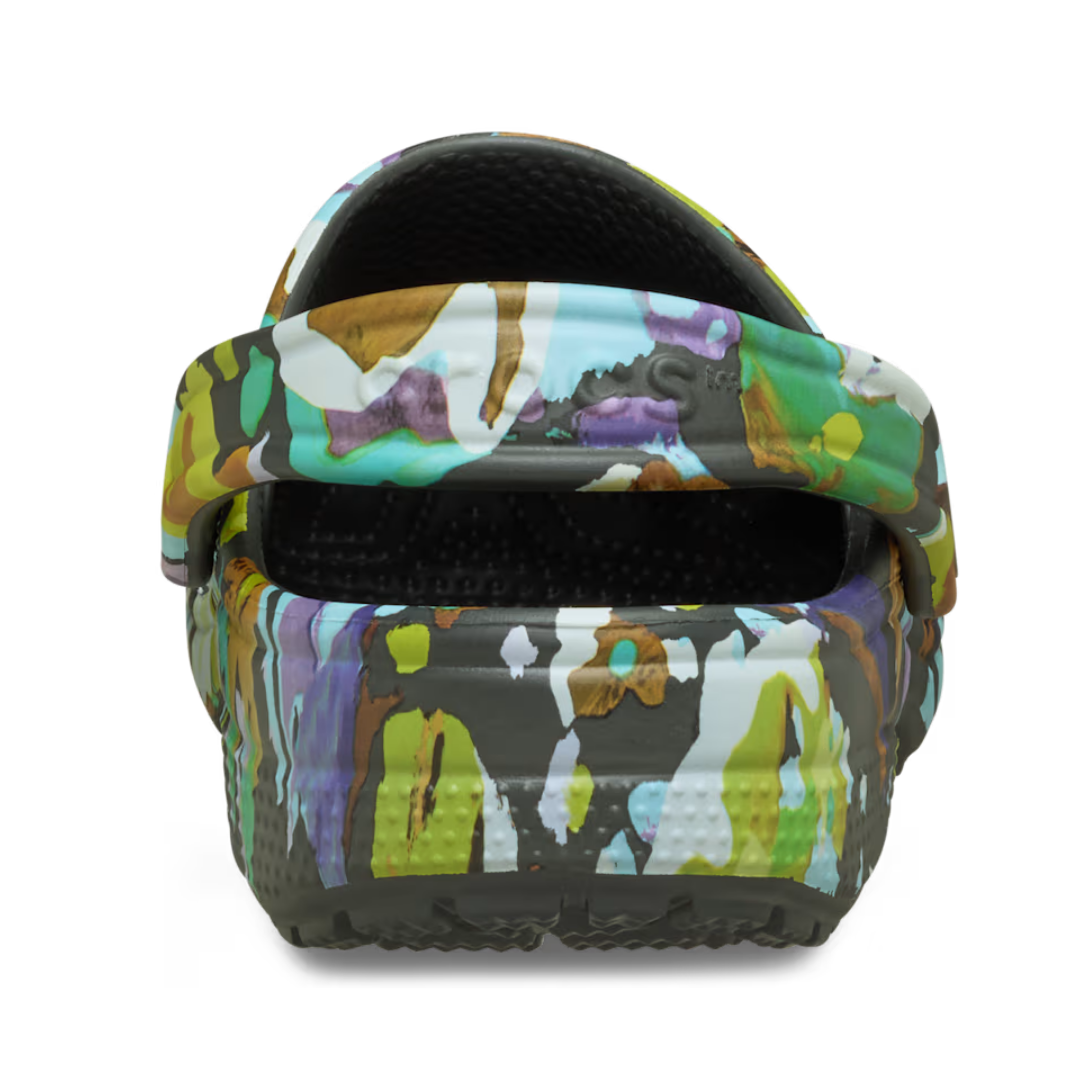 Crocs Classic Painted Clog Floral με ρυθμιζόμενο λουράκι φτέρνας, πίσω προβολή