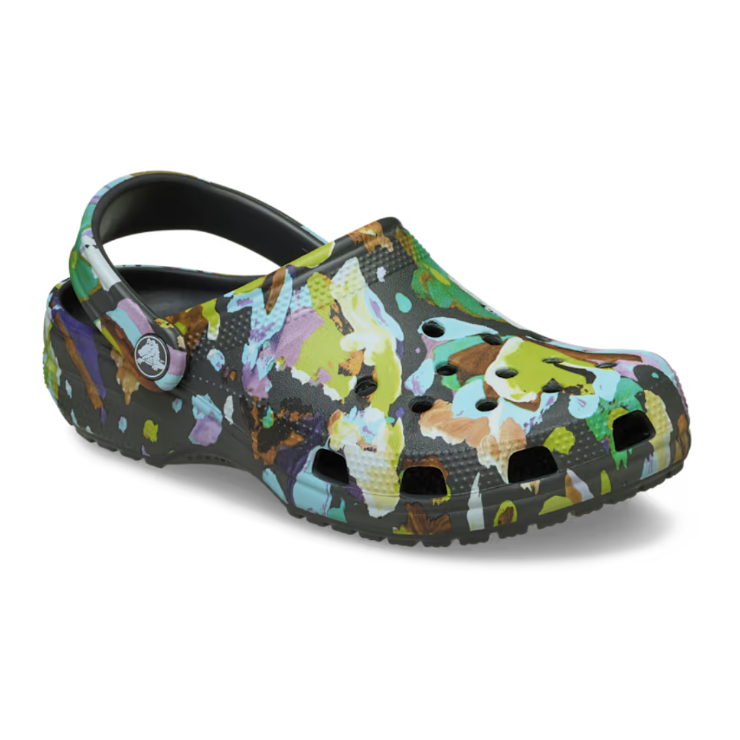 Crocs Classic Painted Clog Floral με ρυθμιζόμενο λουράκι φτέρνας, προβολή 3/4