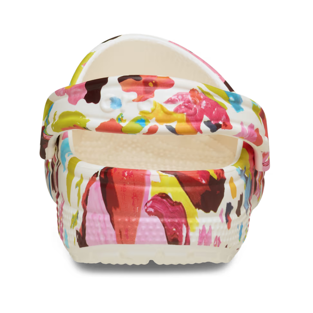 Crocs Classic Painted Clog Floral με ρυθμιζόμενο λουράκι φτέρνας, πίσω προβολή