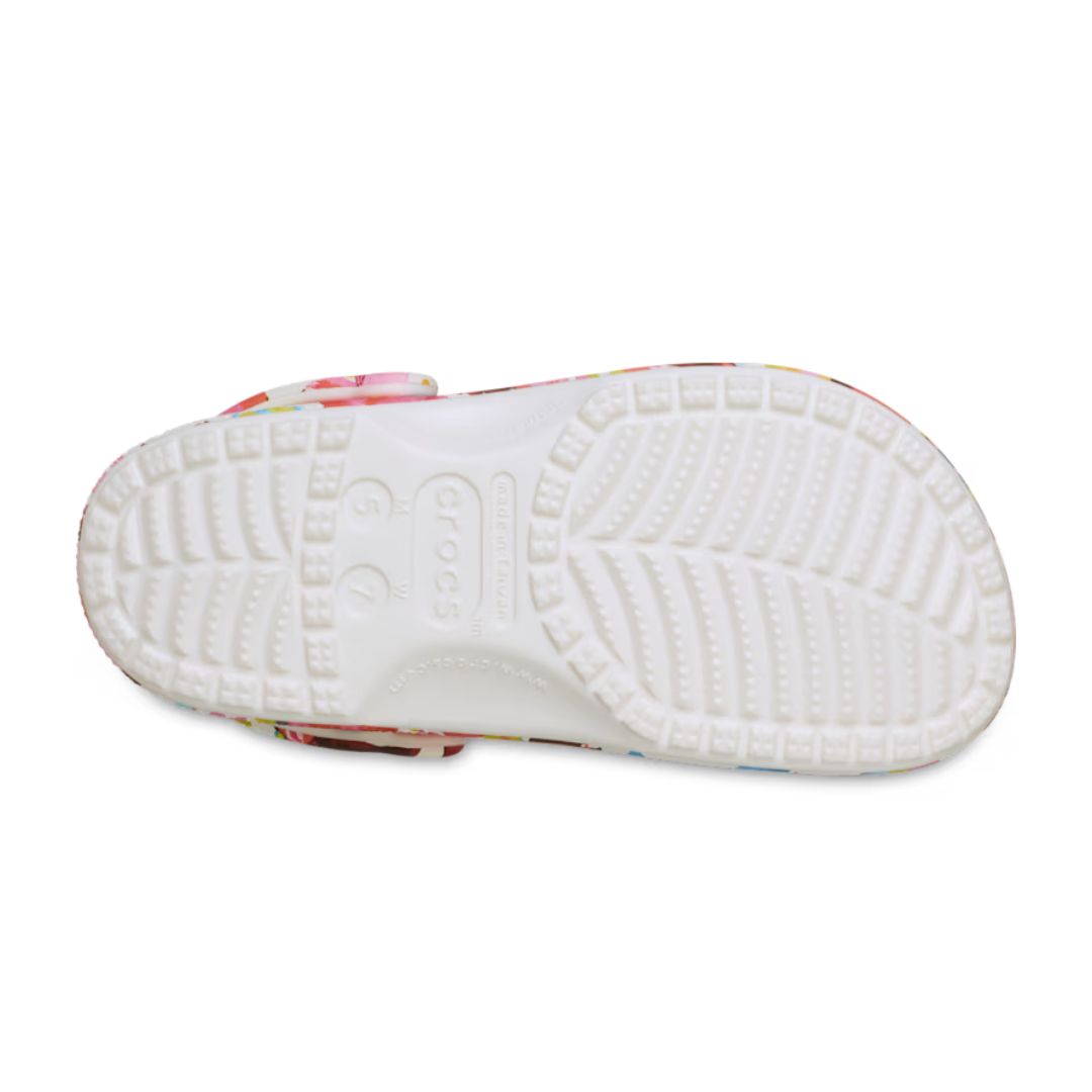 Crocs Classic Painted Clog Floral με αντιολισθητική σόλα, κάτω προβολή