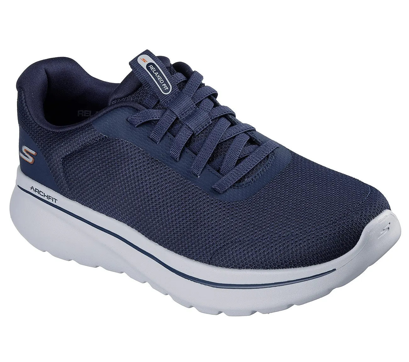 skechers go walk arch fit n joy cullman όψη 3/4 εξωτερική πλευρά, μπλέ χρώμα