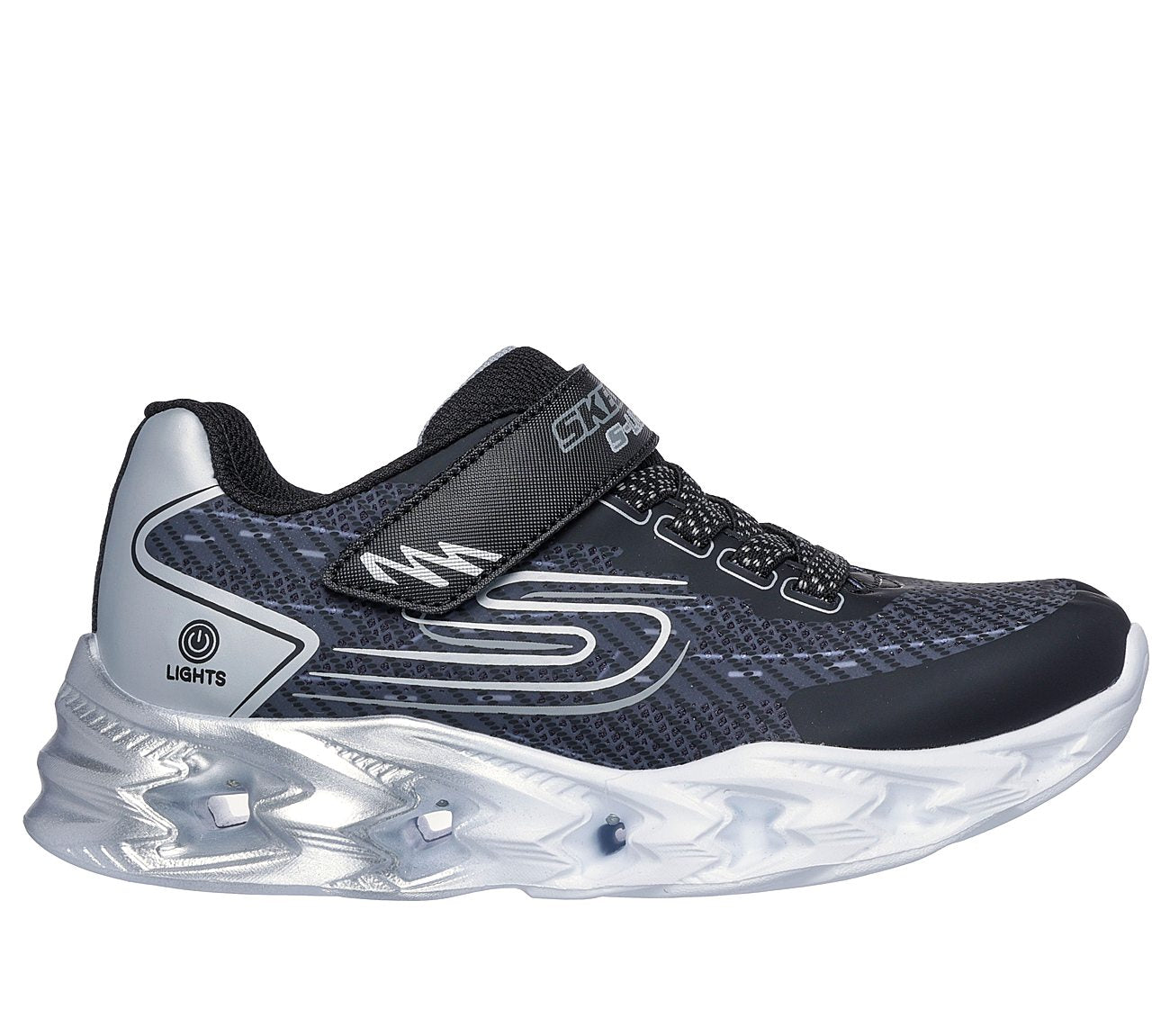 Skechers Lights Vortex 2.0 Quandroid Μαύρο-Ασημί Παιδικό Αθλητικό Με Φωτάκια