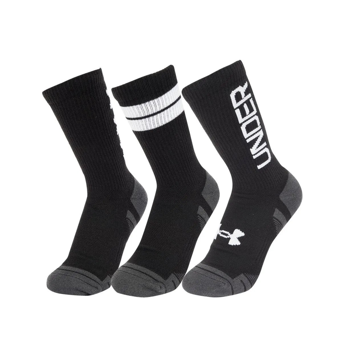 Under Armour Perf Tech Nov – unisex αθλητικές κάλτσες σε μαύρο χρώμα (σετ 3 τεμαχίων), πλευρική όψη
