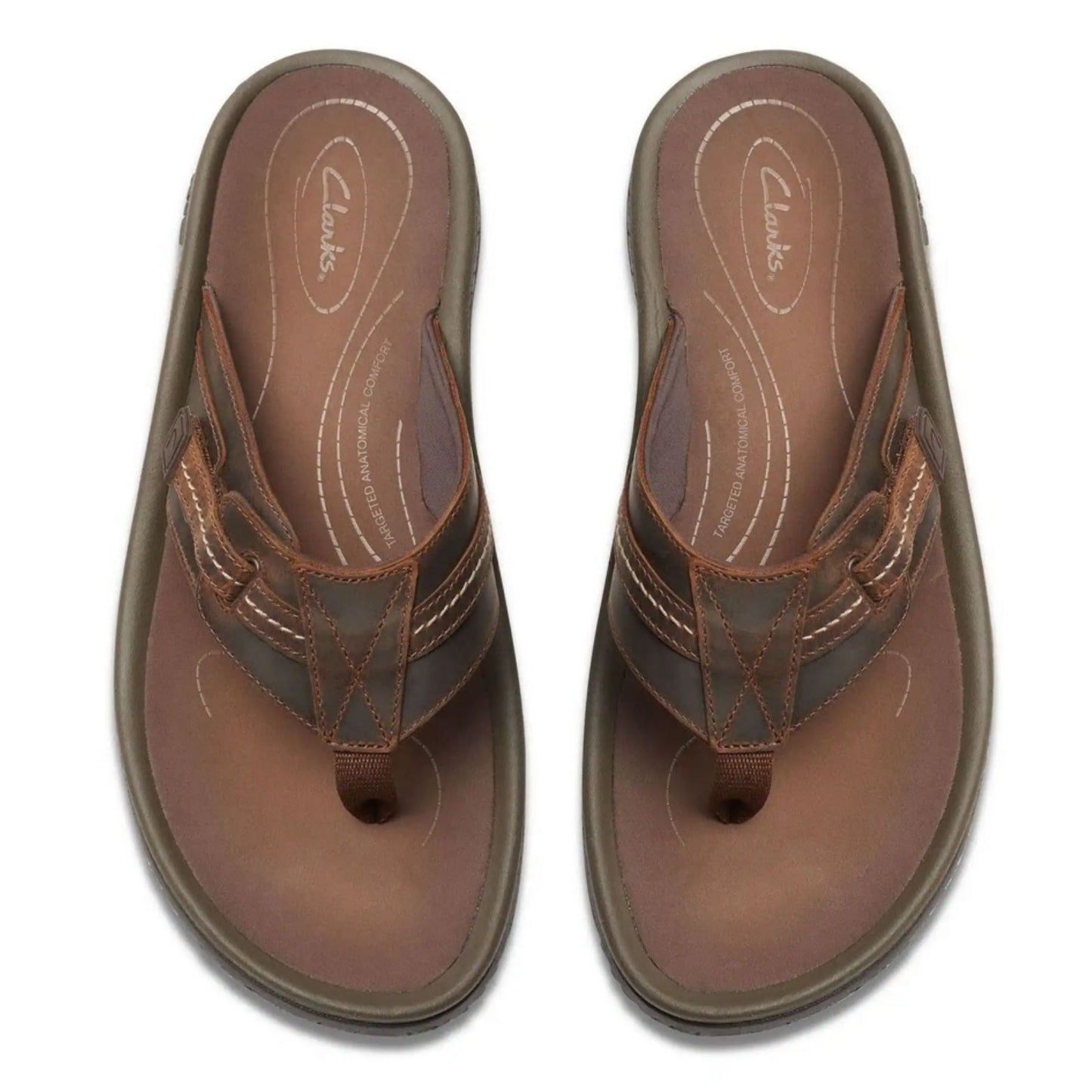Clarks Wesley Sun - Ανδρική Ανατομική Δερμάτινη Σαγιονάρα Καφέ