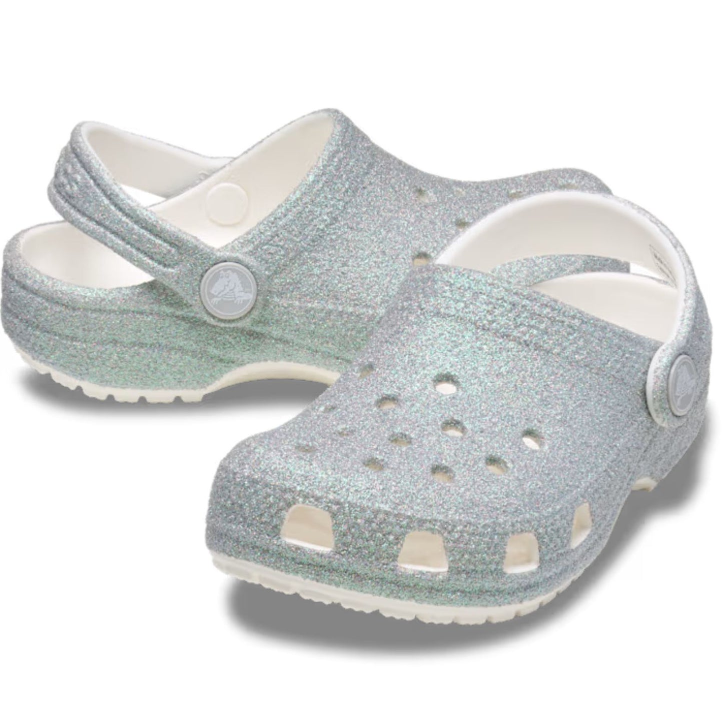 Crocs Classic Iridescent Glitter CgK Ανατομικό Παιδικό Σαμπό Λευκό 100