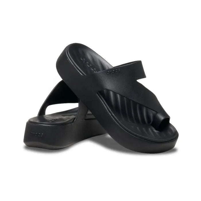 Crocs Getaway Platform Toe Loop Γυναικεία Ανατομική Πλατφόρμα Μαύρη 001