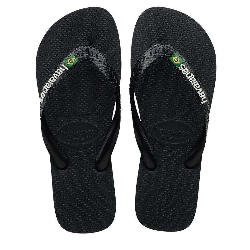 Havaianas Brasil Logo – ανδρική σαγιονάρα σε μαύρο χρώμα με λογότυπο Βραζιλίας, πάνω όψη