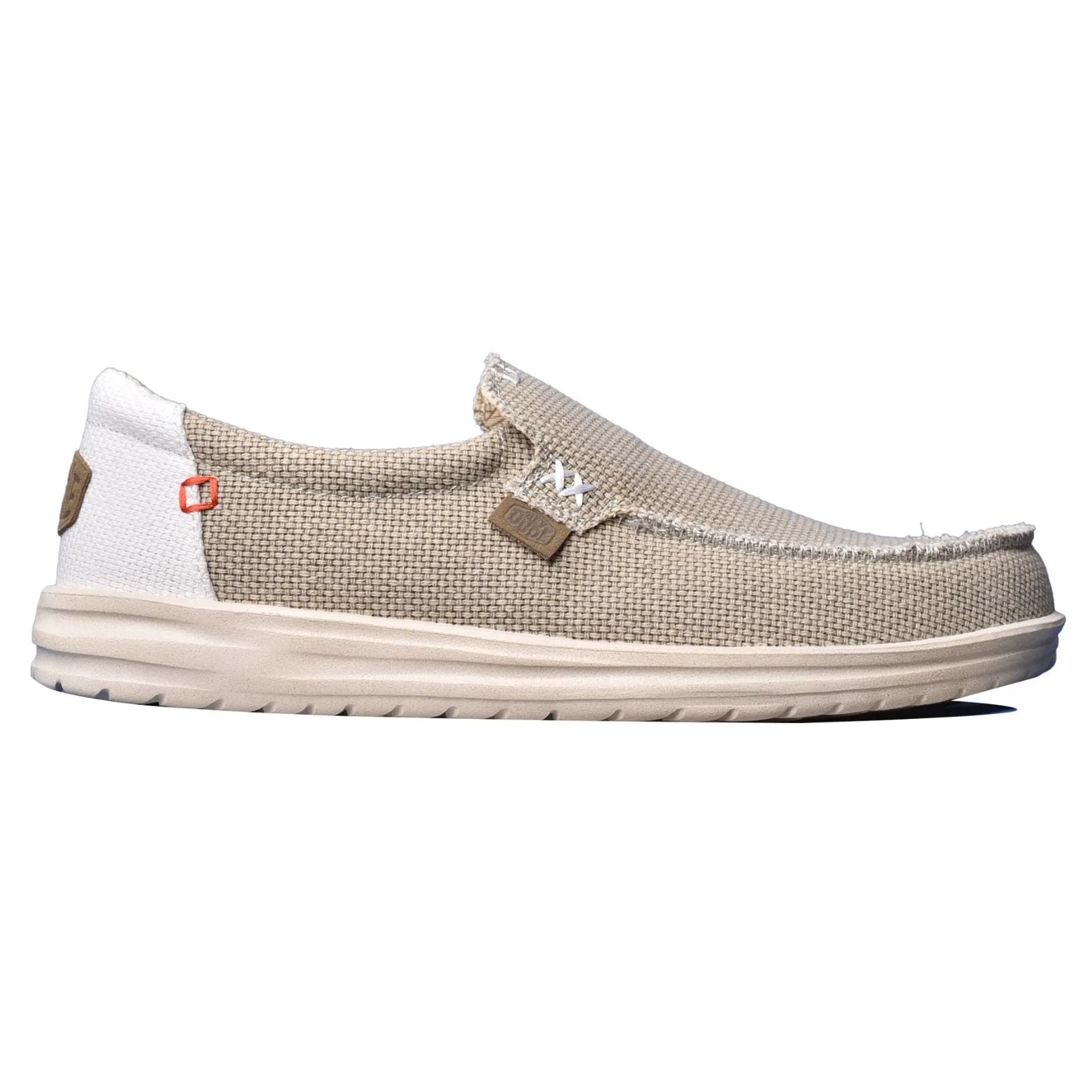 Hey Dude Mikka Braided – ανδρικό μοκασίνι σε μπεζ χρώμα με πλεκτή υφή, πλευρική όψη