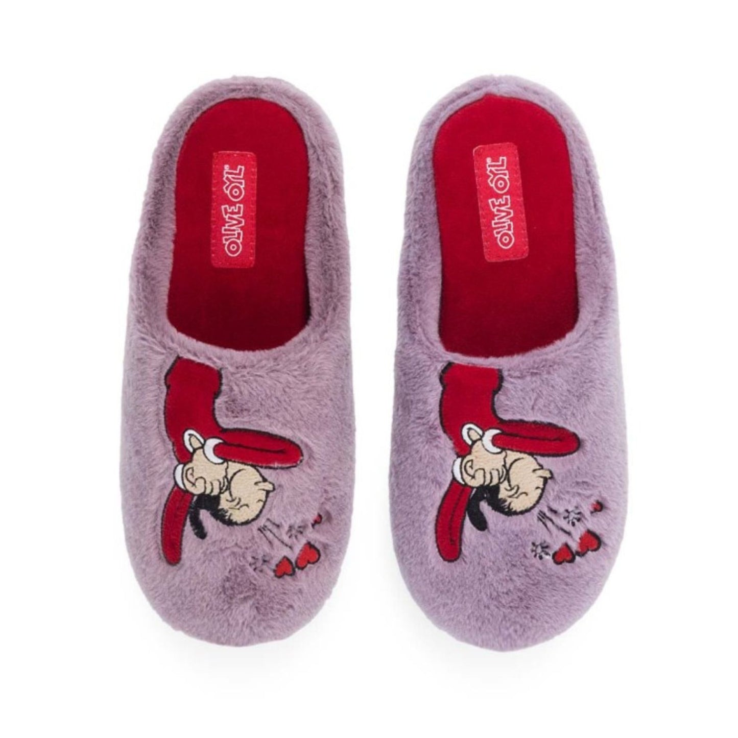 Γυναικείες παντόφλες σπιτιού Parex με σχέδιο Olive Oyl® από το Popeye σε μωβ χρώμα, άνω όψη