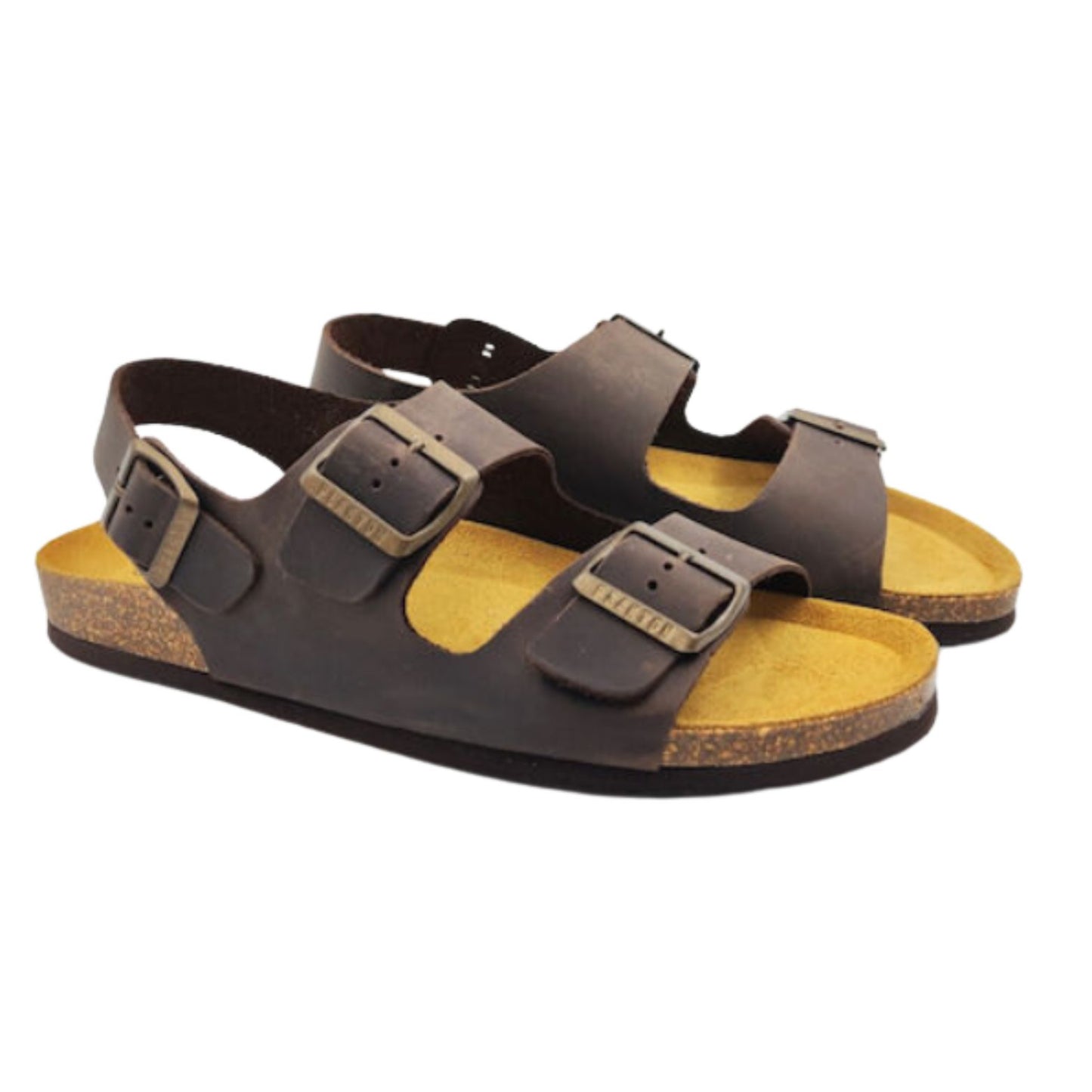 Plakton Baku Ανδρικό Ανατομικό Δερμάτινο Σανδάλι Marron