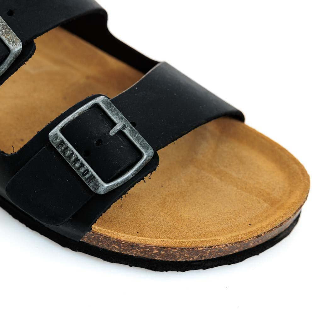 Plakton Barna Ανδρικό Δερμάτινο Ανατομικό Σανδάλι Negro