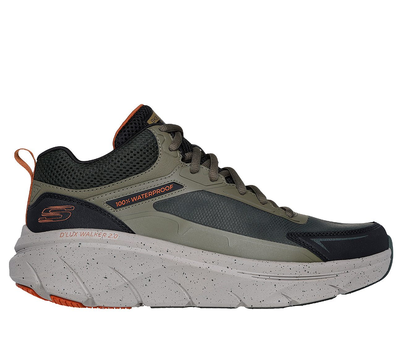 Ανδρικό αθλητικό μποτάκι Skechers D'Lux Walker 2.0 - Grailo σε λαδί χρώμα, πλαινή όψη