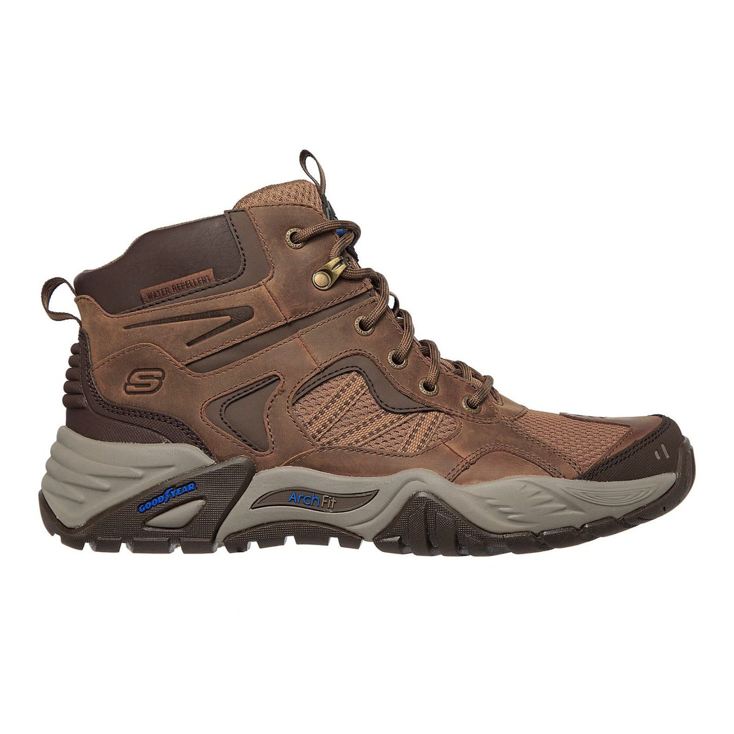 Ανδρικό αθλητικό μποτάκι Skechers Arch Fit Recon - Percival σε καφέ χρώμα, πλαϊνή όψη