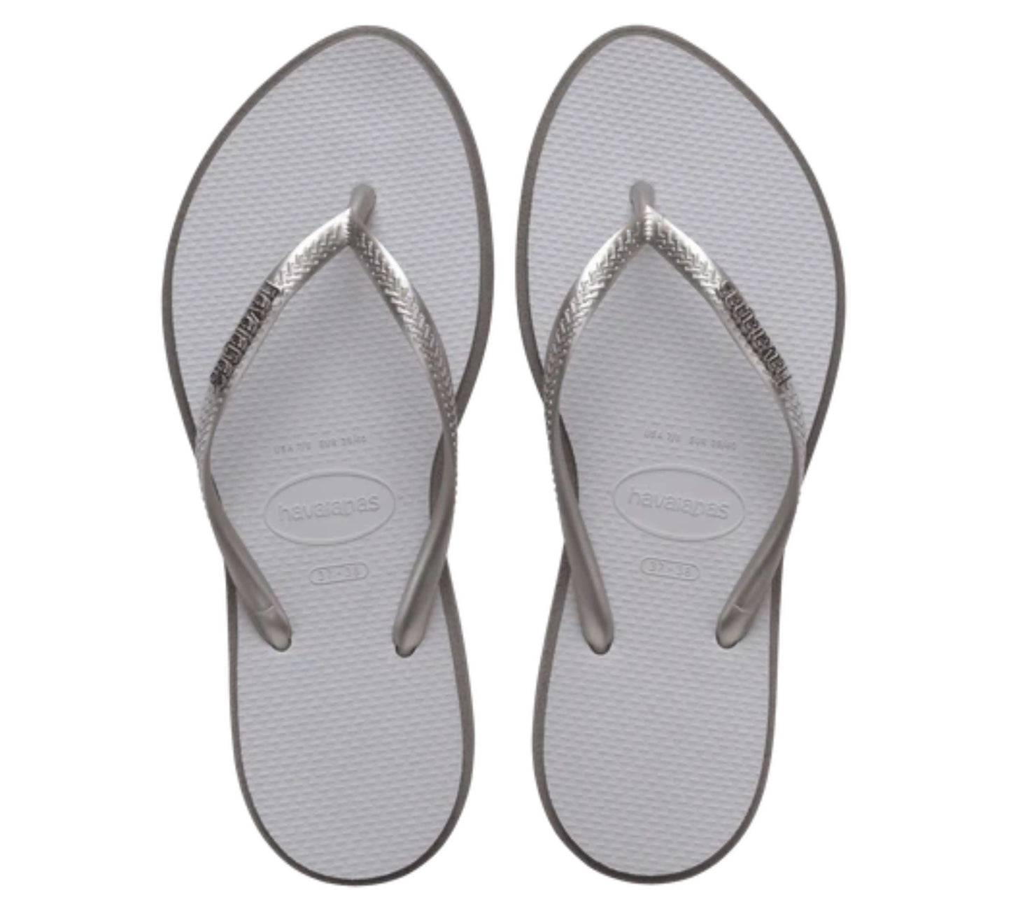 Havaianas Slim Point FC σε χρώμα steel gray, από πάνω όψη που δείχνει τον λεπτό σχεδιασμό και μυτερό τελείωμα