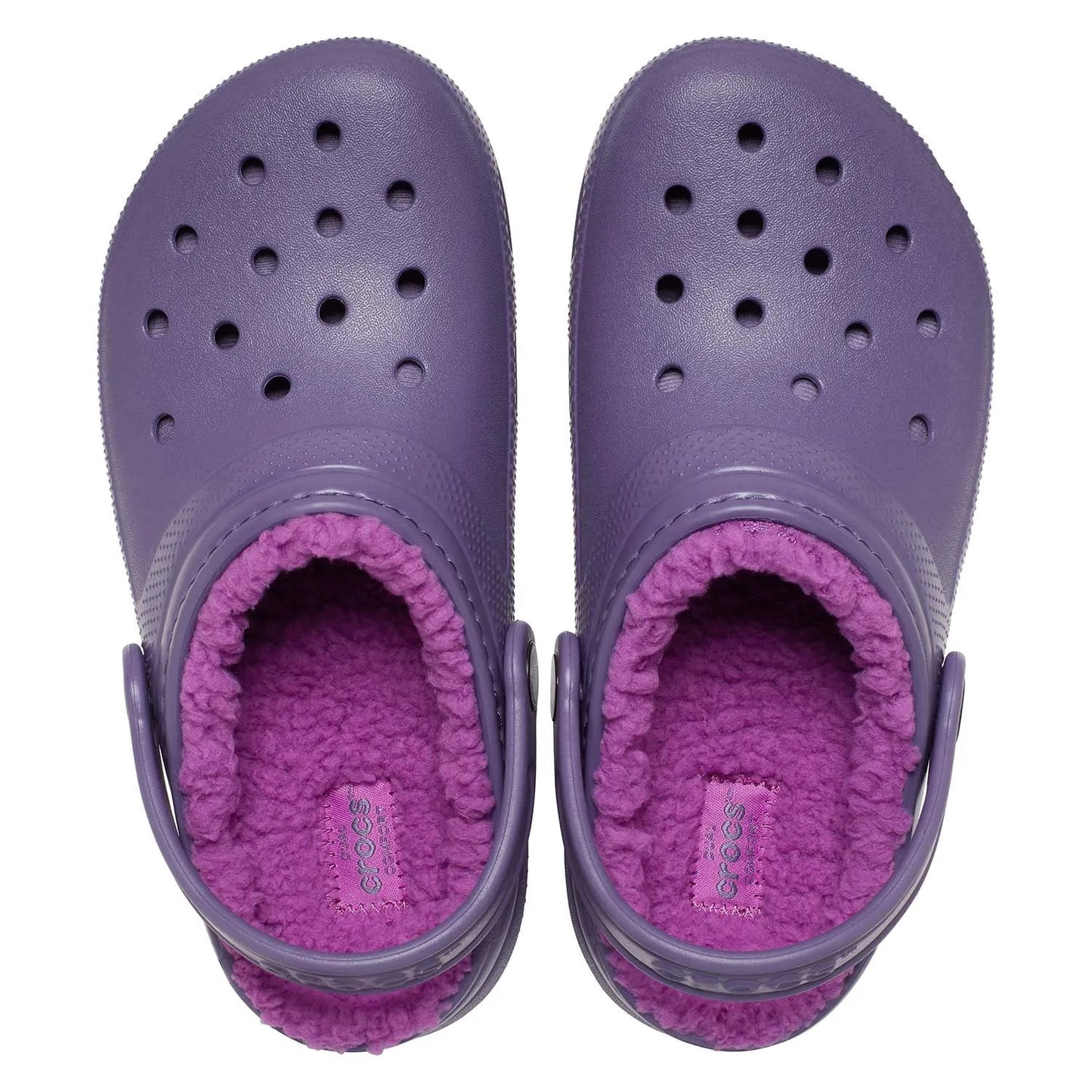 Άνω όψη του Crocs Lined Clog T για νήπια σε Nightshade, με τις τρύπες εξαερισμού και το επενδυμένο εσωτερικό εμφανή.
