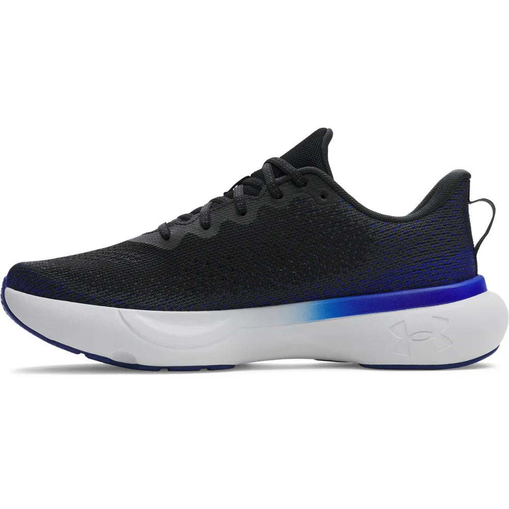 Ανδρικό αθλητικό παπούτσι Under Armour UA Infinite σε μαύρο με μπλε λεπτομέρειες, προβολή εσωτερικής μεριάς