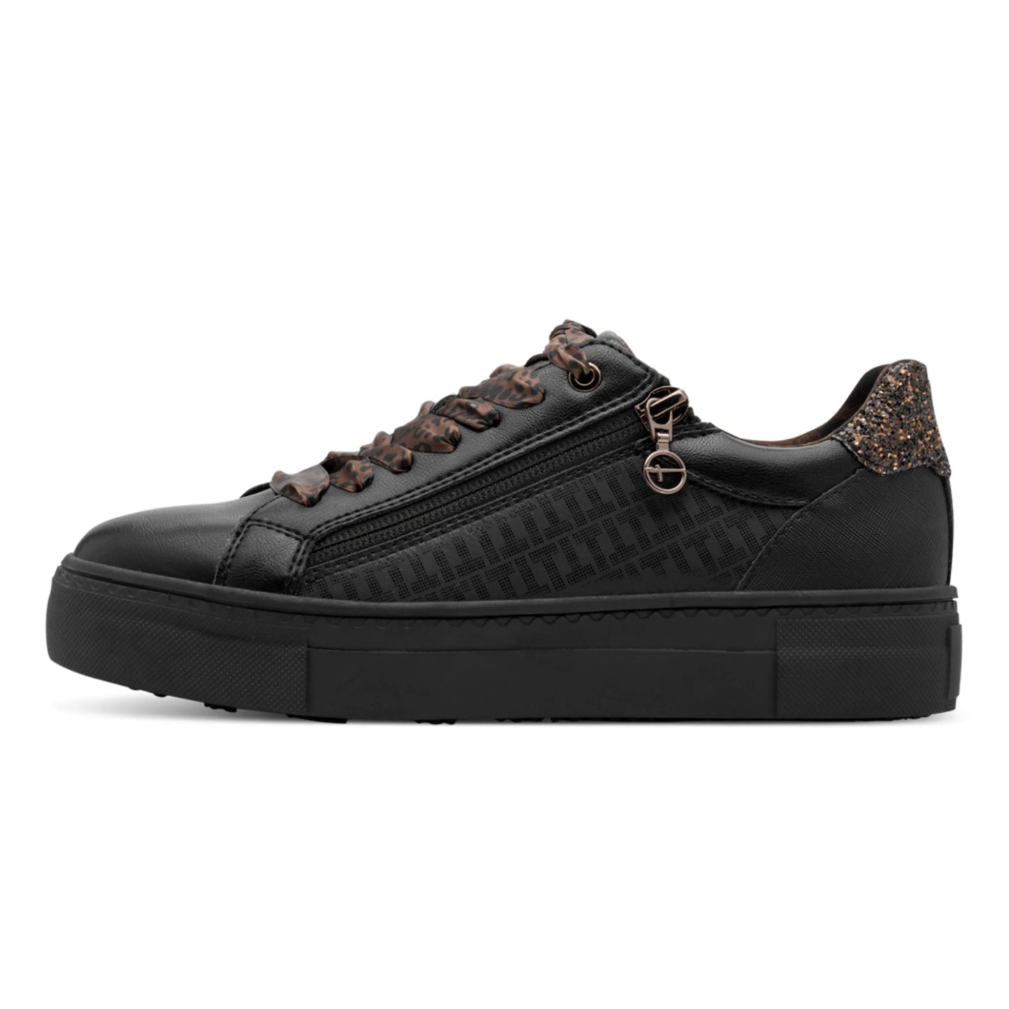 Tamaris 1-23313-41-090 Black/Leopard γυναικεία sneakers πλάγια έξω