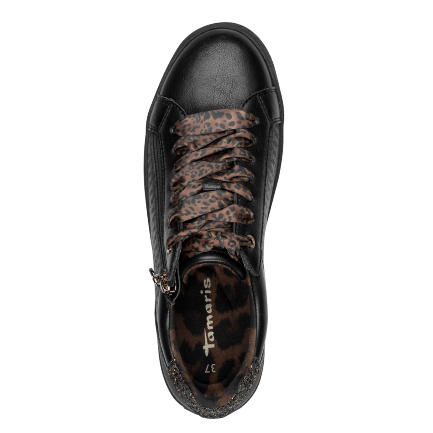 Tamaris 1-23313-41-090 Black/Leopard γυναικεία sneakers πάνω όψη