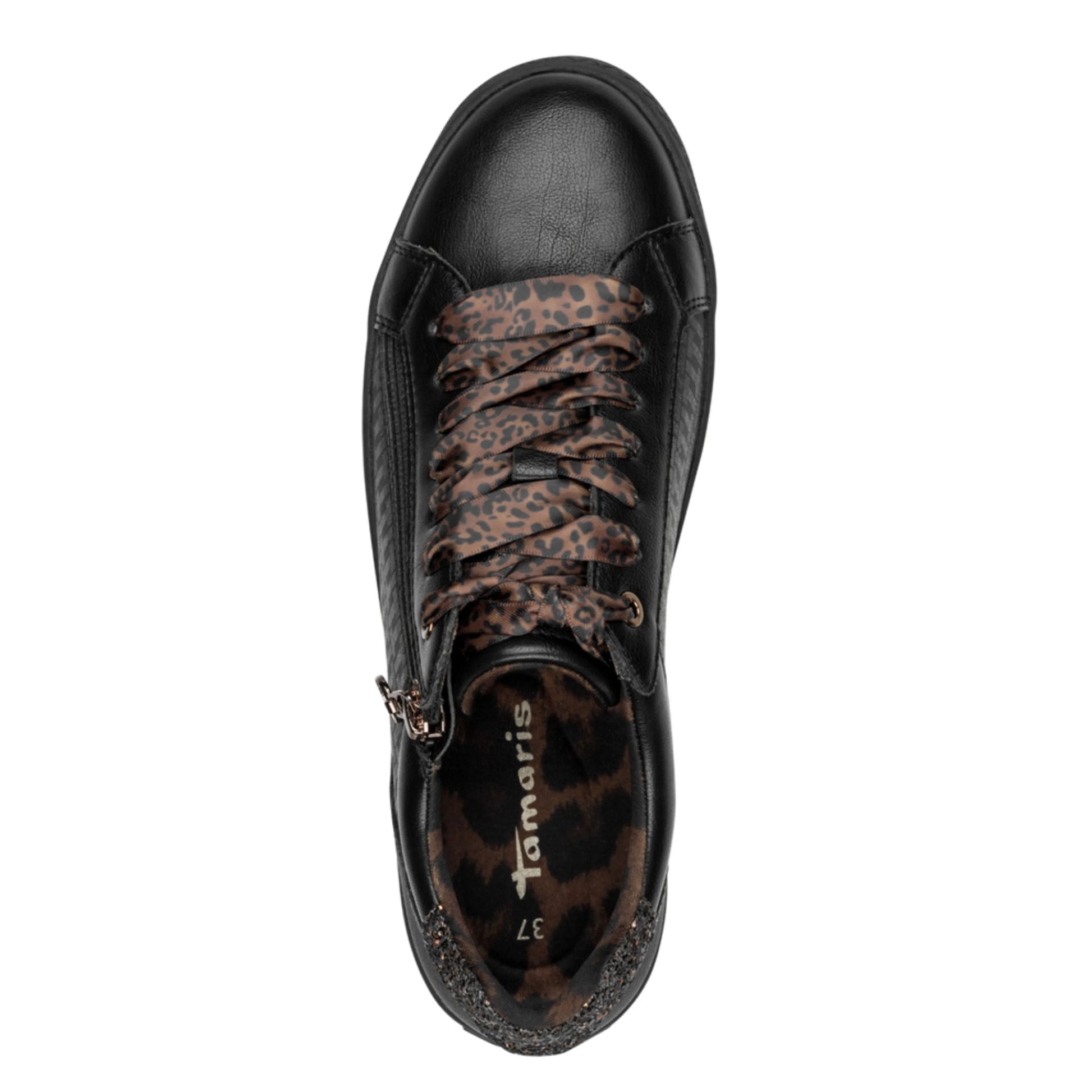 Tamaris 1-23313-41-090 Black/Leopard γυναικεία sneakers πάνω όψη