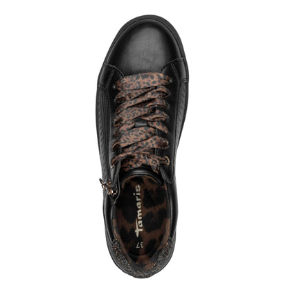 Tamaris 1-23313-41-090 Black/Leopard γυναικεία sneakers πάνω όψη