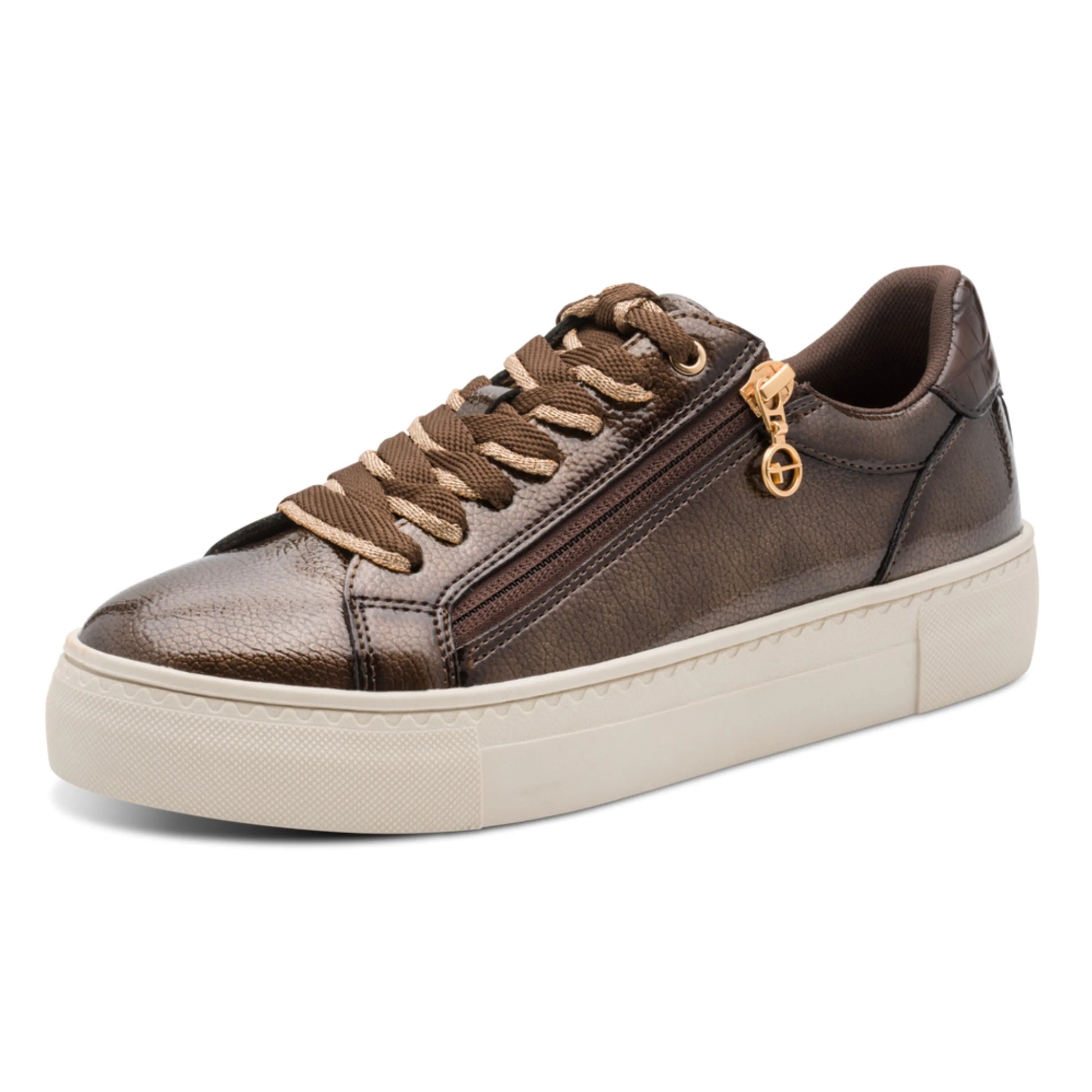 Tamaris 1-23313-41-359 Brown Patent γυναικεία sneakers 3/4 έξω