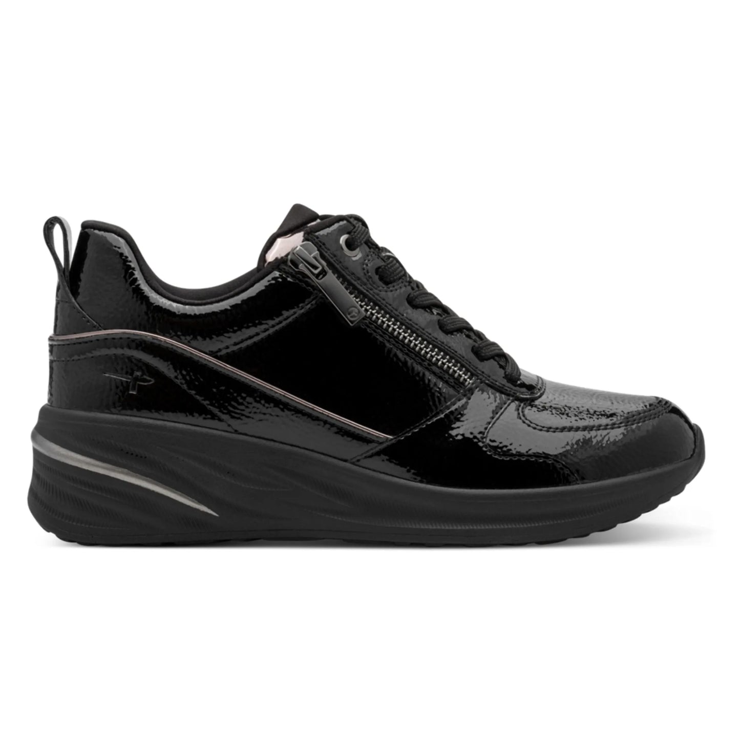 Tamaris 1-23754-45-018 Black Patent γυναικεία sneakers πλάγια έξω