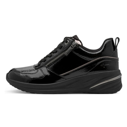 Tamaris 1-23754-45-018 Black Patent γυναικεία sneakers πλάγια έξω