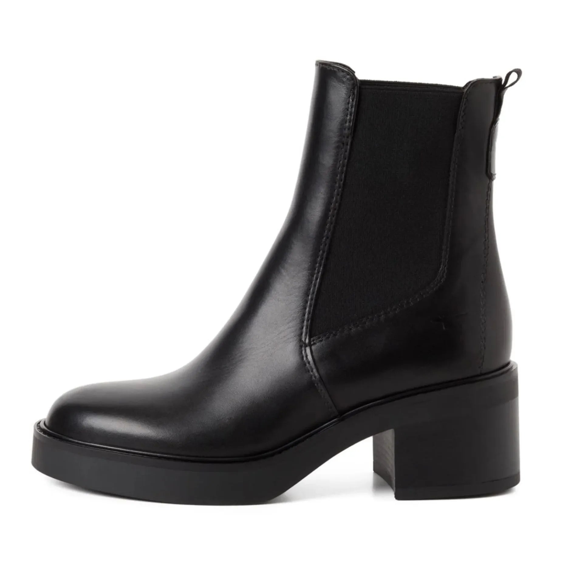 Tamaris 1-25013-47-003 Black Leather γυναικεία μποτάκια πλάγια έξω