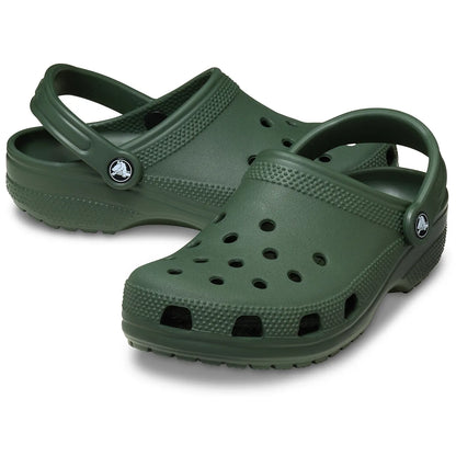 crocs classic clog όψη 3/4 εξωτερική πλευρά ζευγάρι, πράσινο χρώμα