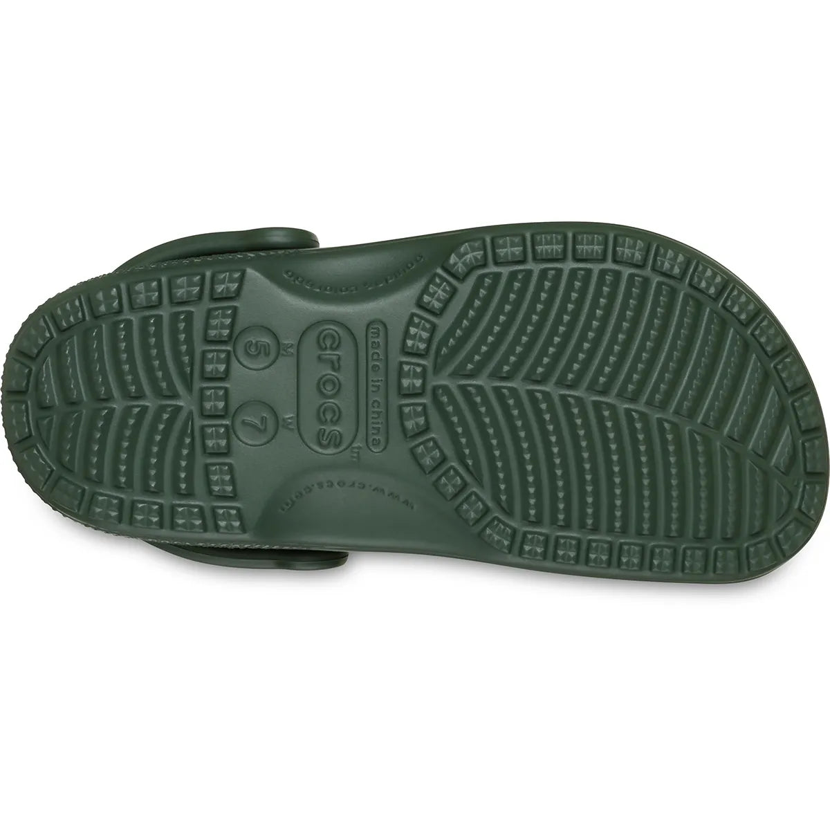 crocs classic clog κάτω όψη σόλας, πράσινο χρώμα