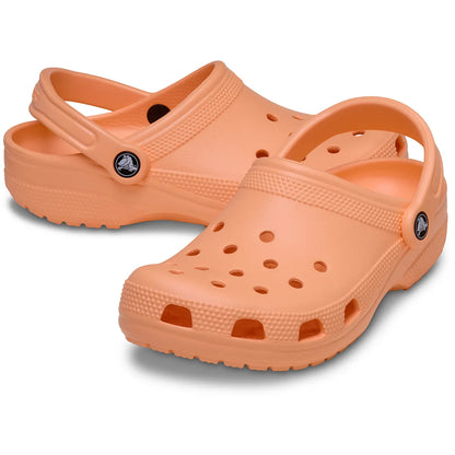 crocs classic clog όψη 3/4 εξωτερική πλευρά ζευγάρι, electric sunstone