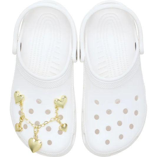 crocs jibbitz gold heart chain μεταλλικό jibbitz σε clog
