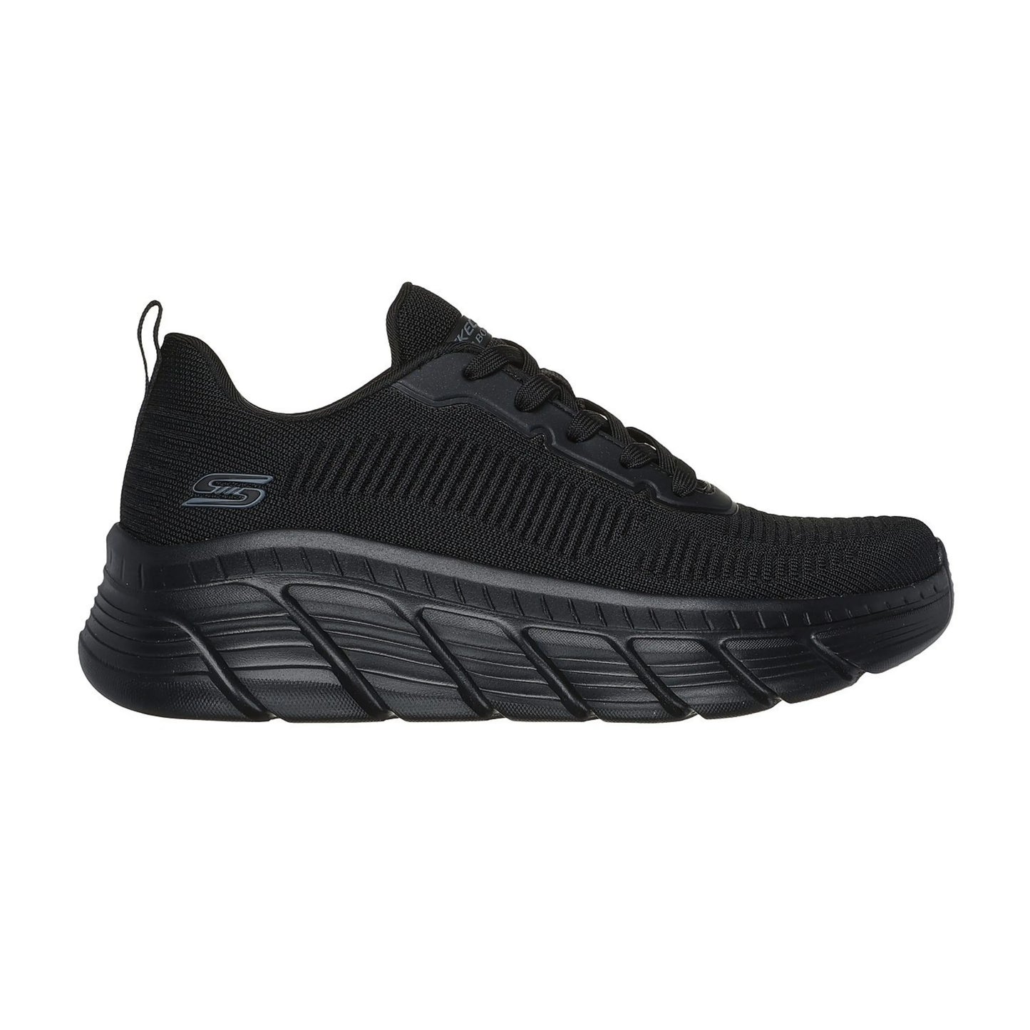 skechers bobs b flex hi flying hi πλάγια όψη εξωτερική πλευρά σε μαύρο χρώμα