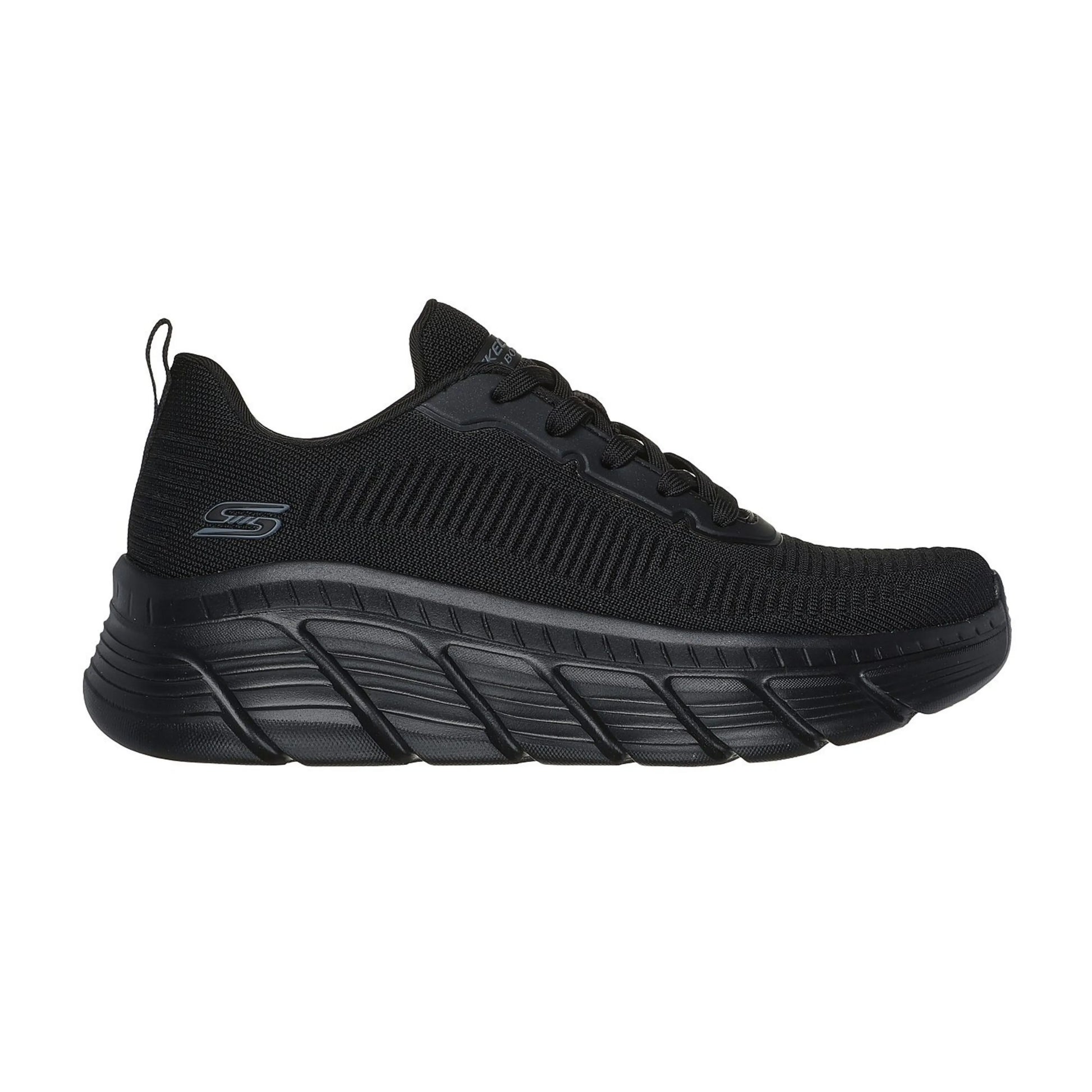 skechers bobs b flex hi flying hi πλάγια όψη εξωτερική πλευρά σε μαύρο χρώμα