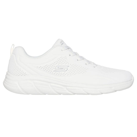skechers bobs b flex lo cool ease πλάγια όψη εξωτερική πλευρά, λευκό χρώμα