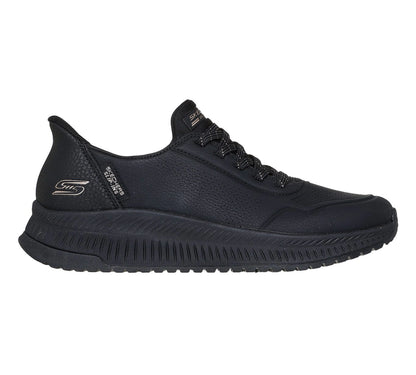  Skechers BOBS Squad 4 Key Look μαύρα sneakers, πλάγια όψη που δείχνει τη σόλα