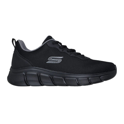 skechers bobs b flex icy edge πλάγια όψη εξωτερική πλευρά σε μαύρο χρώμα