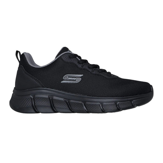 skechers bobs b flex icy edge πλάγια όψη εξωτερική πλευρά σε μαύρο χρώμα