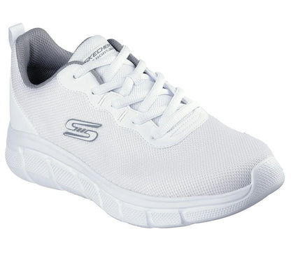 skechers bobs b flex icy edge όψη 3/4 εξωτερική πλευρά σε Λευκό χρώμα