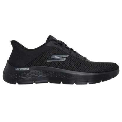 skechers go walk flex carla slip ins πλάγια όψη εξωτερική πλευρά, μαύρο χρώμα