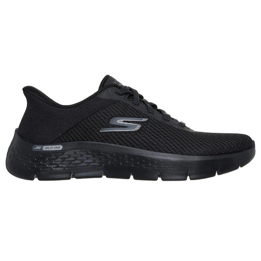 skechers go walk flex carla slip ins πλάγια όψη εξωτερική πλευρά, μαύρο χρώμα